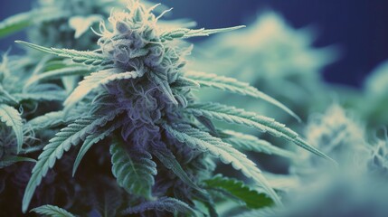 A photo of a cannabis plant with frosty trichomes