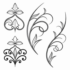 Obraz premium Elegant swirling flourishes decorative embellishments ornate floral accents black line art design elements