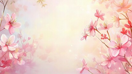 Blooming Pink Sakura Flowers in a Horizontal Banner Layout