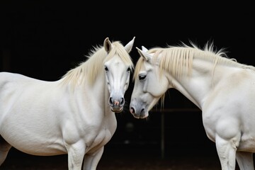Serene Companionhip Between Two White Horses