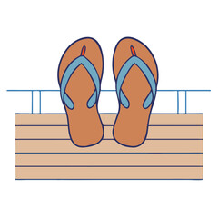 flip flops on a boardwalk icon, flip flops on a boardwalk vector,