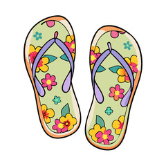 flip flops with seashells icon, flip flops with seashells vector