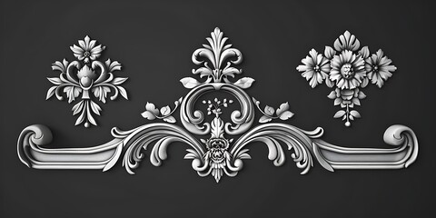 A vintage set of decor elements, featuring ornate designs and intricate details, ideal for creating a sophisticated and timeless logo.