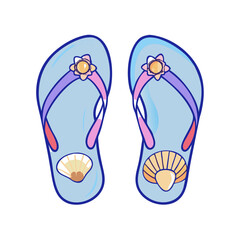 flip flops with seashells icon, flip flops with seashells vector