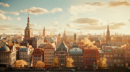 Obraz premium A photo of a cityscape with historic architecture
