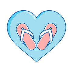 heart with flip flops vector icon, heart with flip flops vector illustration - simple illustration of heart with flip flops, perfect for logos,and heart with flip flops - themed designs.