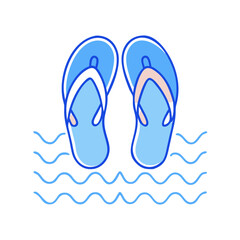 waves and flip flops vector icon, waves and flip flops vector illustration - simple illustration of waves and flip flops, perfect for logos,and waves and flip flops - themed designs.