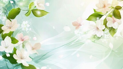 Delicate Spring Nature Background with Flowers and Soft Light Effects