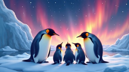 Fototapeta premium Penguin day celebration antarctic landscape wildlife event enchanting environment vibrant viewpoint
