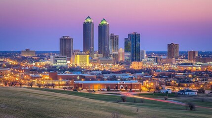 Naklejka premium Stunning Tulsa Oklahoma City Skyline at Twilight