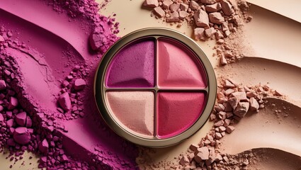 Vibrant magenta and pink eyeshadow palette texture