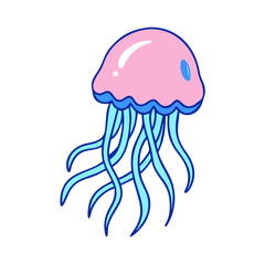 Naklejka premium jellyfish vector icon, jellyfish vector illustration - simple illustration of jellyfish, perfect for logos,and jellyfish -themed designs.