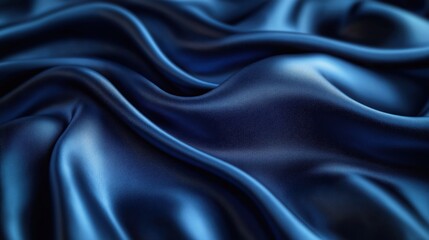 Obraz premium Close up view of deep blue fabric folds. Smooth, soft texture. Fabric elegant, luxurious. Stylish material perfect for fashion, design projects. Abstract background with beautiful colour. Ideal for
