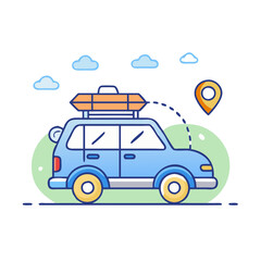 Fototapeta premium road trip car vector icon, road trip car vector illustration - simple illustration of road trip car, perfect for logos,and road trip car -themed designs.