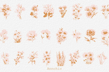 Retro flowers clipart, Birth month flowers, floral vintage design