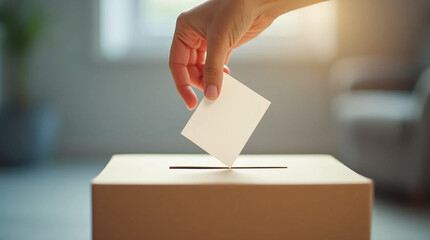 Close-Up of Hand Inserting Ballot, political elections