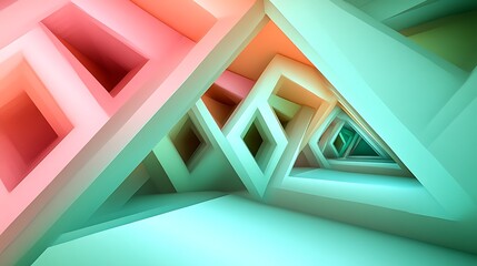 Obraz premium Abstract Pastel Geometric Shapes Intertwined Design