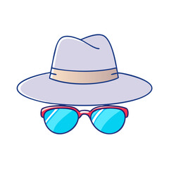 sunglasses on hat vector icon, sunglasses on hat vector illustration - simple illustration of sunglasses on hat, perfect for logos,and sunglasses on hat -themed designs.
