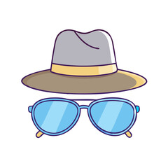 sunglasses on hat vector icon, sunglasses on hat vector illustration - simple illustration of sunglasses on hat, perfect for logos,and sunglasses on hat -themed designs.