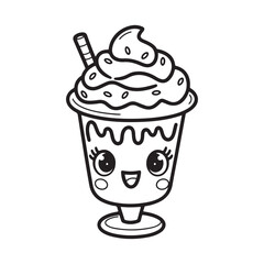 kawaii food Coloring page, Bold and easy Coloring Page, kawaii coloring page, Kawaii Drink Coloring Page, cute kawaii food and drink Coloring Page, line art, black and white image