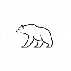 Walking bear line art, white background, logo design