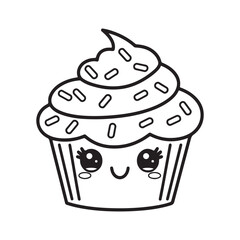 kawaii food Coloring page, Bold and easy Coloring Page, kawaii coloring page, Kawaii Drink Coloring Page, cute kawaii food and drink Coloring Page, line art, black and white image