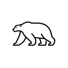 Polar bear walking, arctic line art, white background, logo design