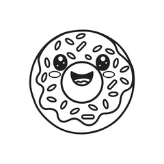 Fototapeta premium kawaii food Coloring page, Bold and easy Coloring Page, kawaii coloring page, Kawaii Drink Coloring Page, cute kawaii food and drink Coloring Page, line art, black and white image