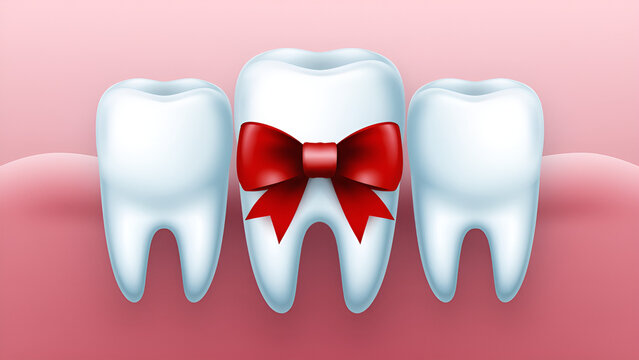 Tooth with Red Bow: Celebrating Oral Health and National Dentist's Day