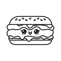 kawaii food Coloring page, Bold and easy Coloring Page, kawaii coloring page, Kawaii Drink Coloring Page, cute kawaii food and drink Coloring Page, line art, black and white image