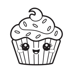 kawaii food Coloring page, Bold and easy Coloring Page, kawaii coloring page, Kawaii Drink Coloring Page, cute kawaii food and drink Coloring Page, line art, black and white image