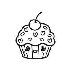 kawaii food Coloring page, Bold and easy Coloring Page, kawaii coloring page, Kawaii Drink Coloring Page, cute kawaii food and drink Coloring Page, line art, black and white image