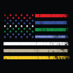 First Responders Police Military Firefighter Nurse Ems Dispatch Correction American Usa Flag Design For T Shirt Poster Banner Background Print Vector Illustration..