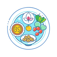 yogic diet plate vector icon, yogic diet plate vector illustration - simple illustration of yogic diet plate, perfect for logos,and yogic diet plate -themed designs.