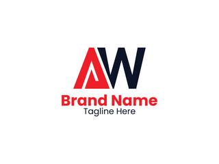 Fototapeta premium AW logo design monogram. AW vector logo template is red and black. 