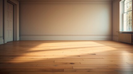 A photo of a hardwood floor in an empty room