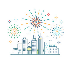 Fototapeta premium fireworks over the city vector icon, fireworks over the city vector illustration - simple illustration of fireworks over the city, perfect for logos, and fireworks over the city -themed designs.