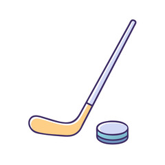 hockey stick and puck vector icon, hockey stick and puck vector illustration - simple illustration of hockey stick and puck, perfect for logos, and hockey stick and puck -themed designs.