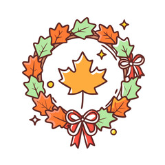 maple leaf wreath vector icon, maple leaf wreath vector illustration - simple illustration of maple leaf wreath, perfect for logos, and maple leaf wreath -themed designs.