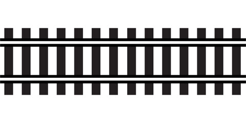 Black on white  rails, railway top view, ladder elements design