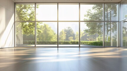 Modern Business Office Environment with Blurred Natural Elements