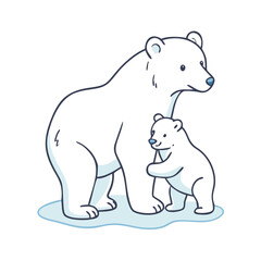 polar bear with cub vector icon, polar bear with cub vector illustration - simple illustration of polar bear with cub, perfect for logos, and polar bear with cub -themed designs.