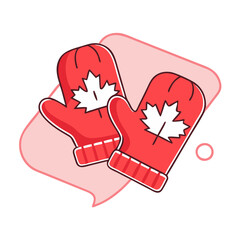 red mittens with maple leaf icon, red mittens with maple leaf vector,