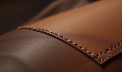 Leather surface with visible stitching