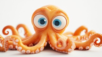 orange cartoon octopus with big blue eyes