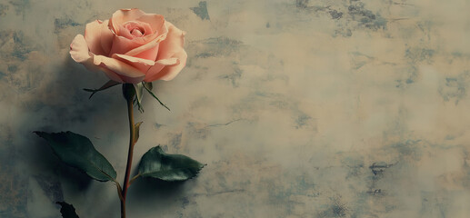 Delicate Pink Rose on Textured Background