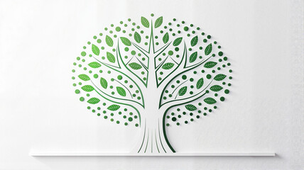 Obraz premium Tree with circular leaf design on white