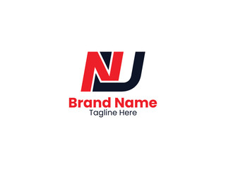 NJ vector logo template with red and black color. NJ logo design monogram. JN logo, JN letter
