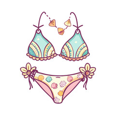 bikini with seashells vector icon, bikini with seashells vector illustration - simple illustration of bikini with seashells, perfect for logos, and bikini with seashells -themed designs.
