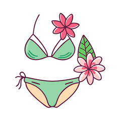 tropical flower and bikini icon